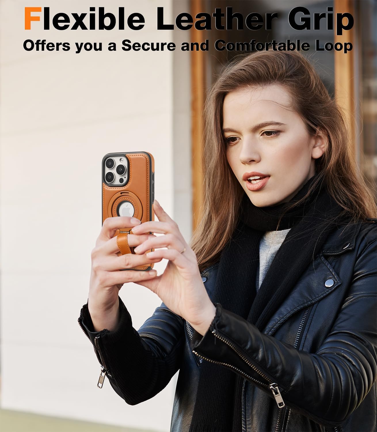 iPhone 13 Pro Max Leather Case With Ring stand