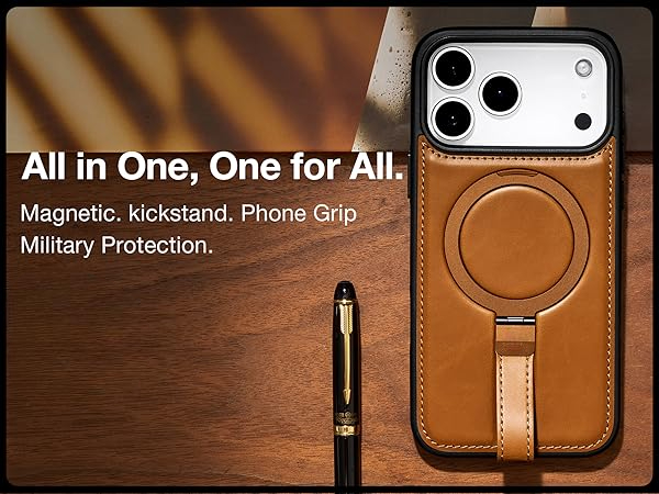 iPhone 17 Pro Max Leather Case With Ringstand