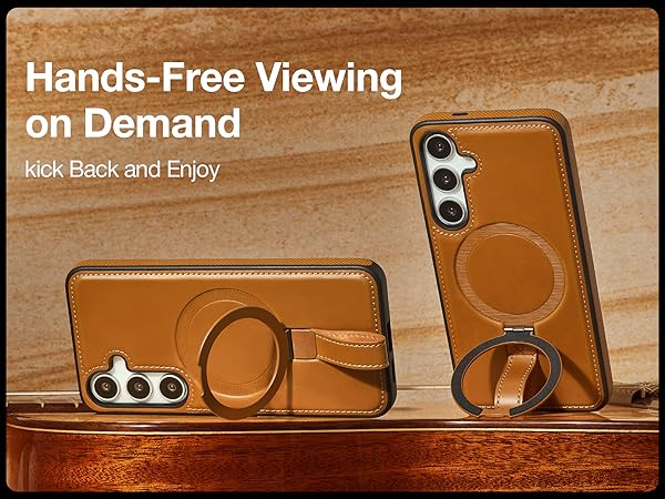 Samsung S21 Plus Leather Case With Ring Stand