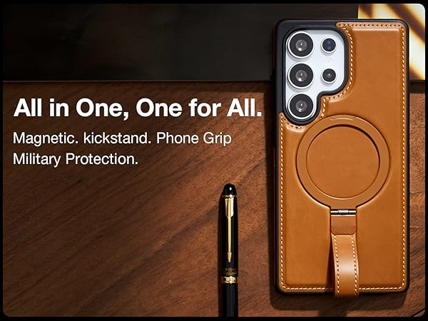 Samsung S21 Ultra Leather Case With Ringstand