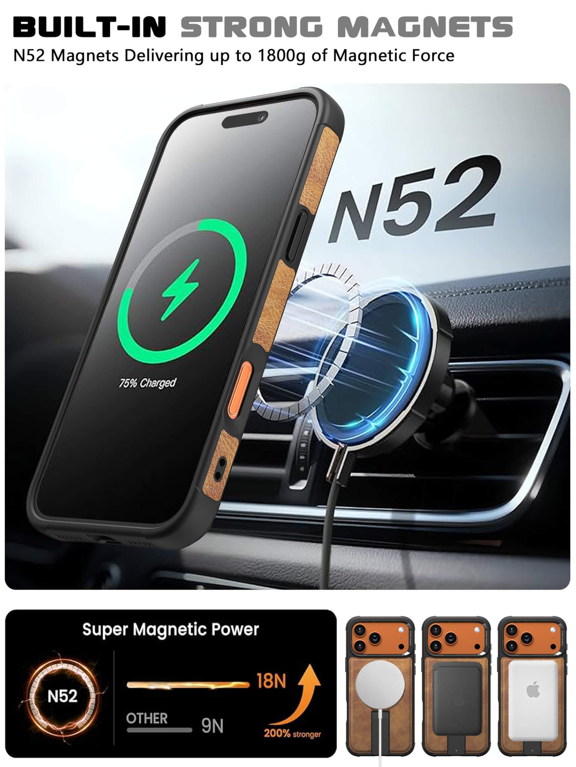 iPhone 17 Pro Max Premium Strong Armour Leather Cover