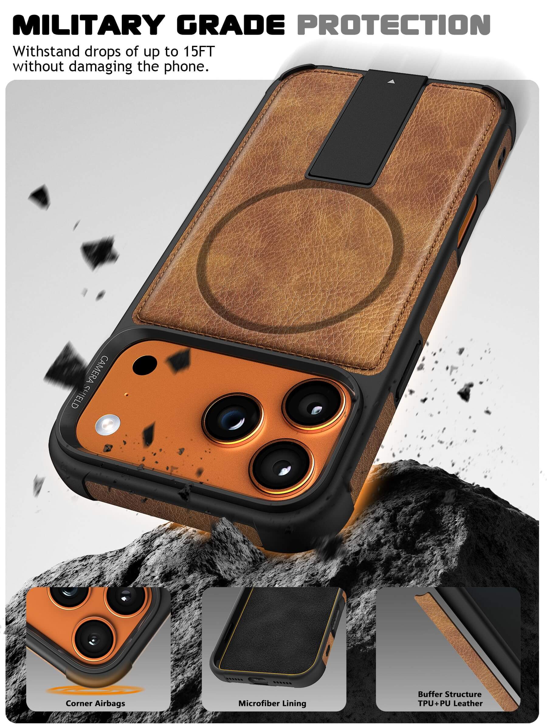 iPhone 17 Pro Max Premium Strong Armour Leather Cover