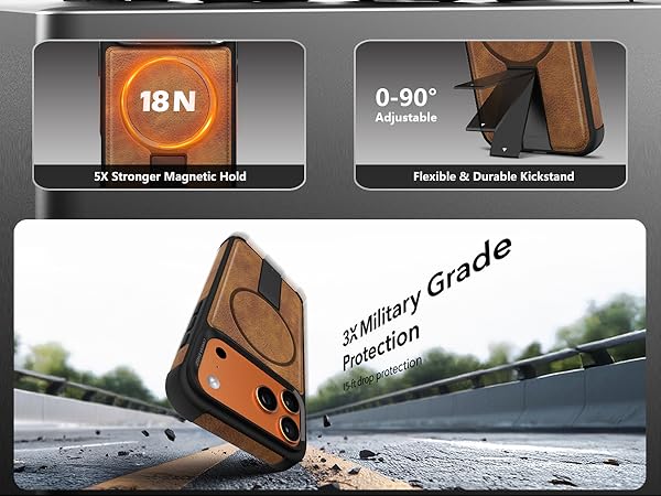 iPhone 17 Pro Max Premium Strong Armour Leather Cover